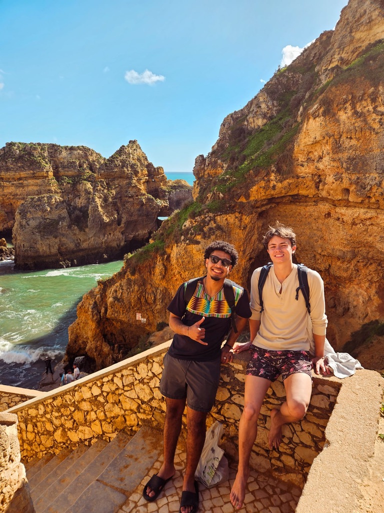 Friends at a coastal viewpoint