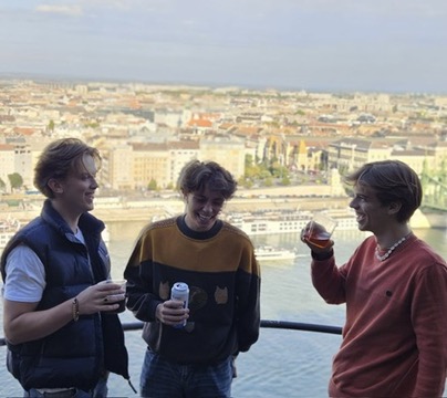 Students overlooking a city view