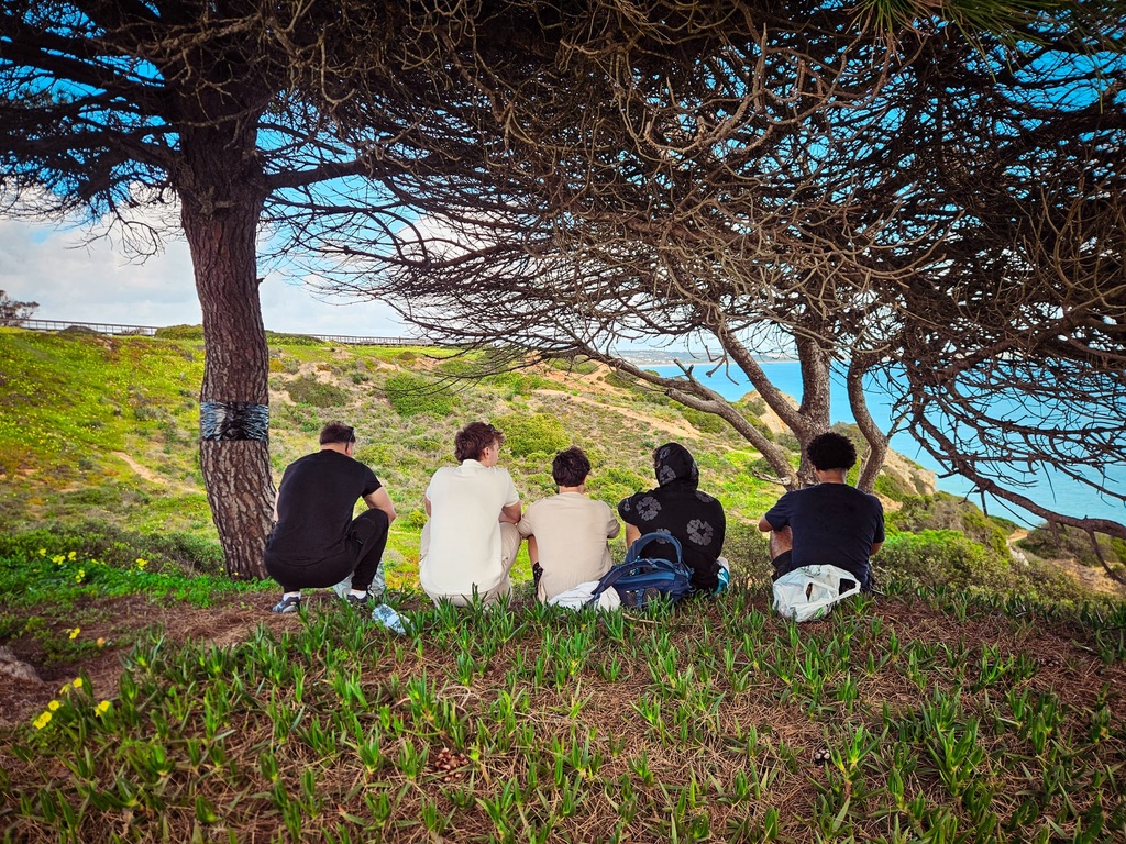 Students overlooking the coast